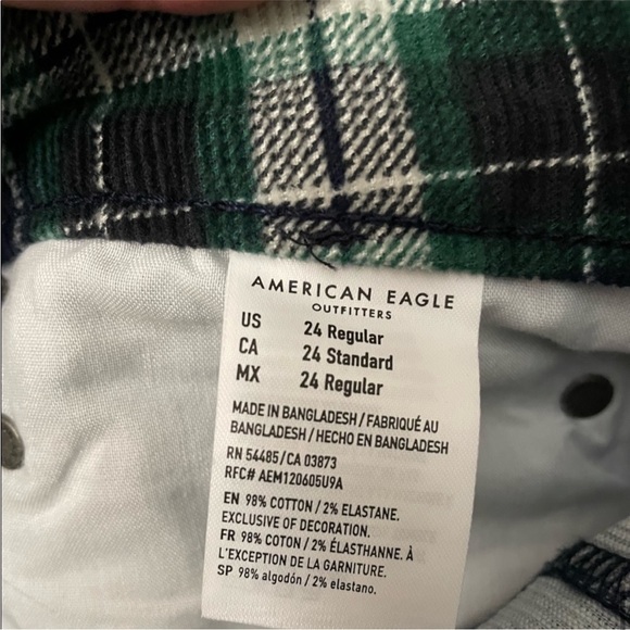 American Eagle Outfitters corduroy high rise boot cut fringe plaid plus 24 retro - Picture 8 of 11